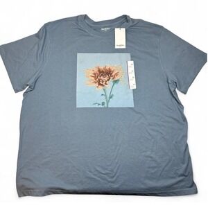 Goodfellow & Co Mens Blue XXL T Shirt Floral Graphic Tee Short Sleeve Cotton NWT